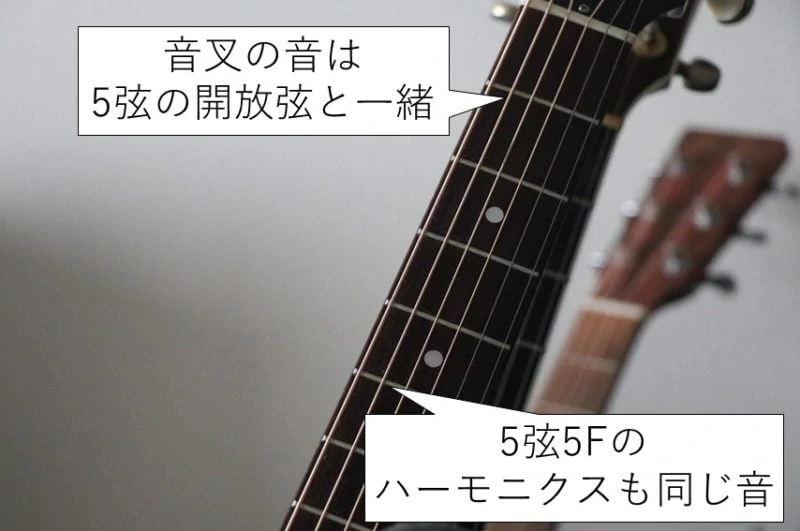 ギターの5弦開放弦と音叉の音は一緒