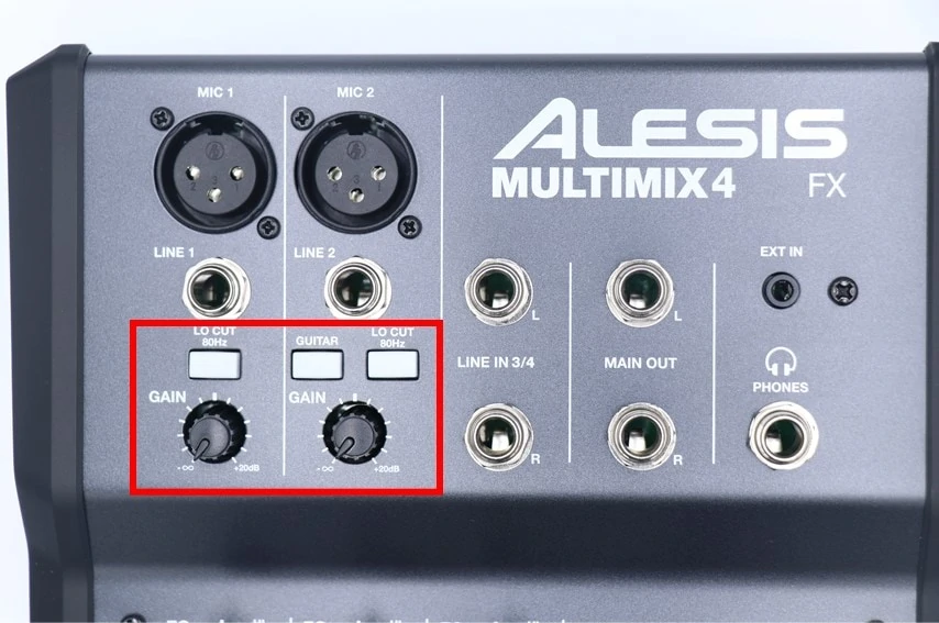 ALESIS MULTIMIX 4 USB FXのGAINやローカット