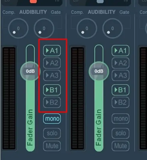 Voicemeeter BananaのA1ボタンとB1ボタンは点灯させておく