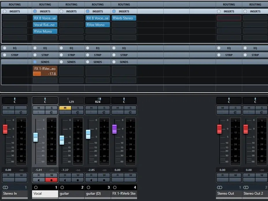 Cubase AIのMixConsole画面