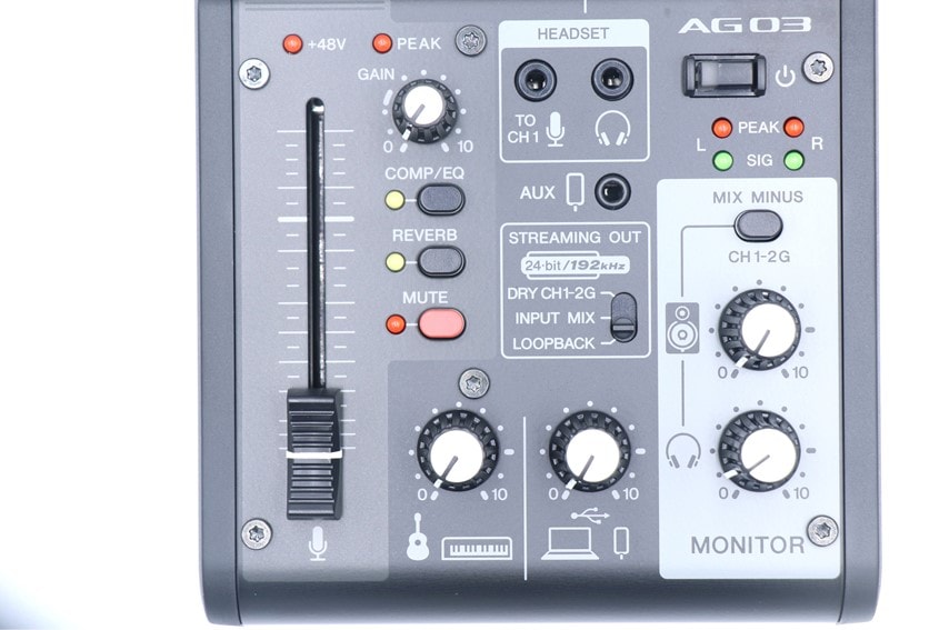 YAMAHA AG03MK2 ブラックの下部