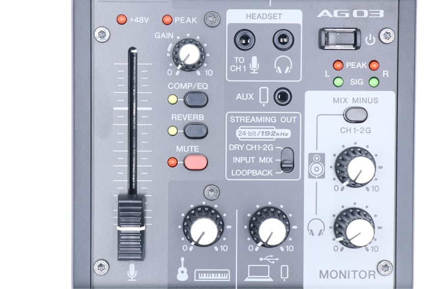 YAMAHA AG03MK2 ブラックの下部
