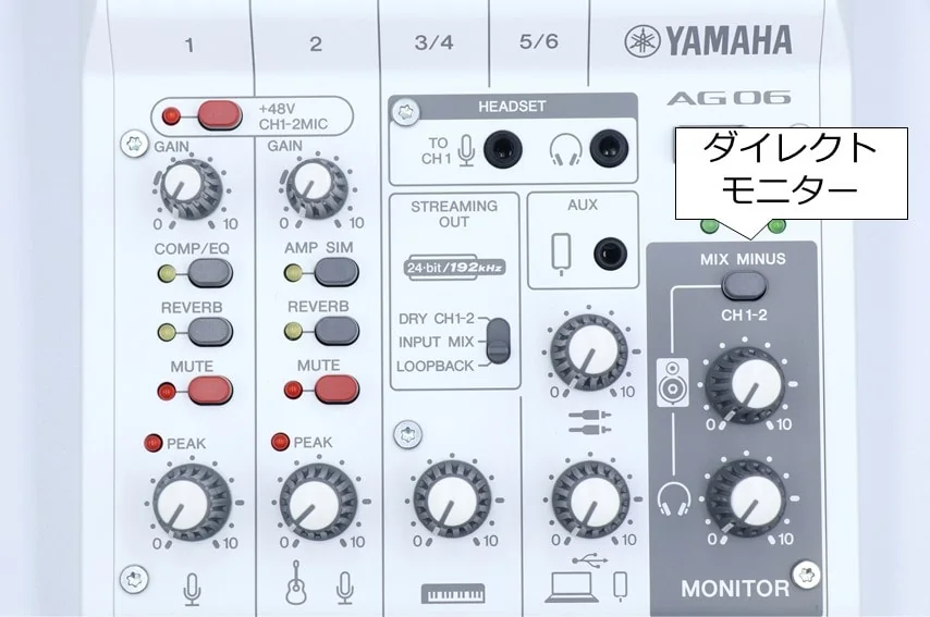 AG06MK2のダイレクトモニター