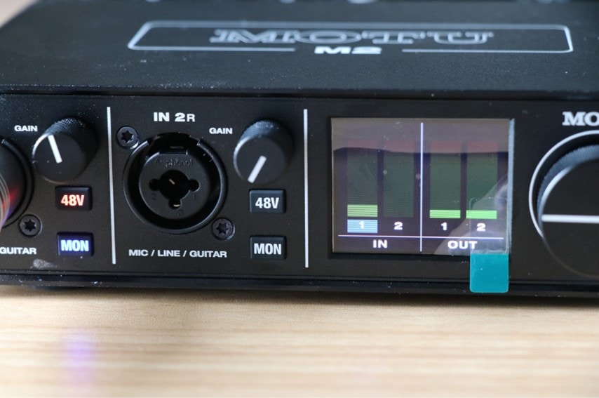 MOTU M2のディスプレイ Ch1をモニターONにした