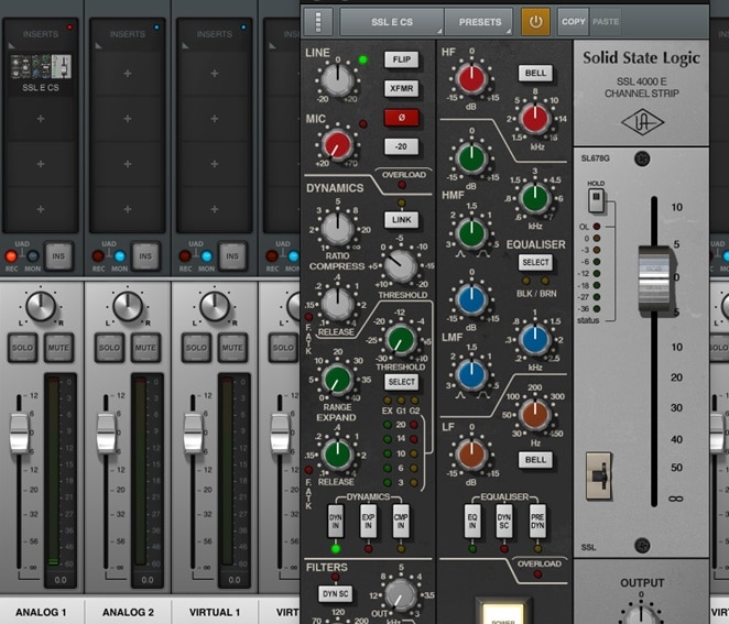 UAD Consoleを動作させている画面