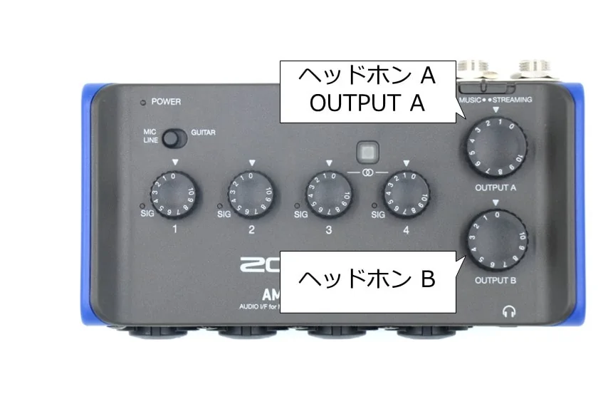 ZOOM AMS-44のアウトプットつまみ