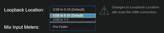 CueMix 5のLoopback Locationの設定