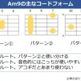 Am9のギターコードフォーム 3種類