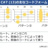 C#7（13）のギターコードフォーム 3種類