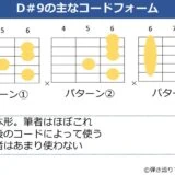 D#9のギターコードフォーム 3種類