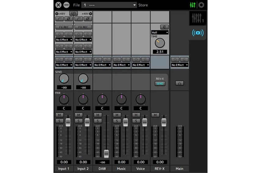 Steinberg UR22Cの専用アプリ dspMixFx3のSTREAMINGモード