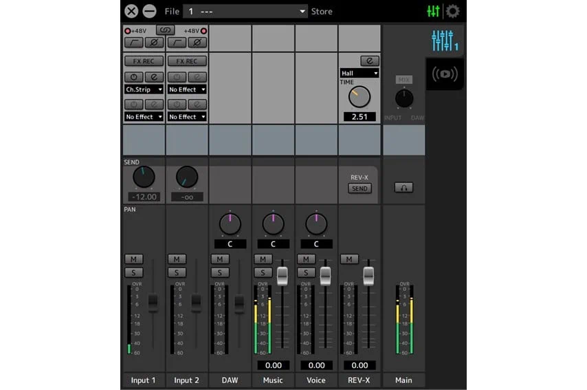 Steinberg dspMixFx Musicチャンネルから音が出ている画面