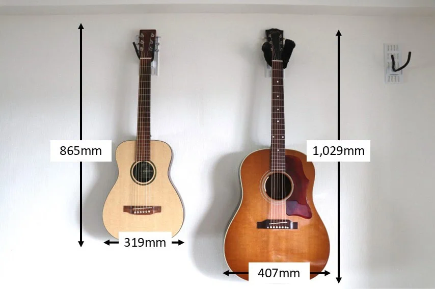 Martin LXMとGibson J-45の寸法