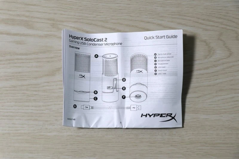 HyperX Solocast 2の取扱説明書