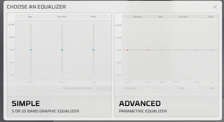 HyperX NGENUITYでSolocast 2のEQ調整する画面